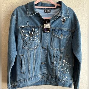 FISLL Women's A'ja Wilson Las Vegas Aces WNBA Graffiti Denim Jacket Medium $120